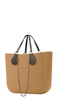 O bag kabelka Biscotto s řetízkovými držadly a khaki koženkou