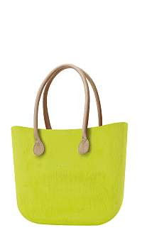 O bag kabelka Brush Lime s dlhými koženkovými rúčkami natural