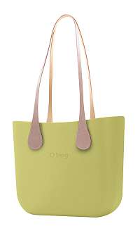 O bag kabelka Celery Green s dlhými koženkovými rúčkami Extra Slim Ecru