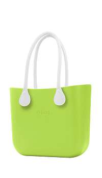 O bag kabelka Green Apple/Mela s bielymi dlhými koženkovými rúčkami