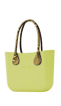 O bag kabelka Lime s dlhými žltými koženkovými rúčkami Snake