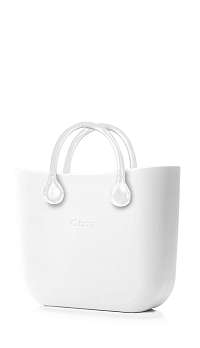 O bag kabelka MINI Bianco s bielymi krátkymi koženkovými rúčkami
