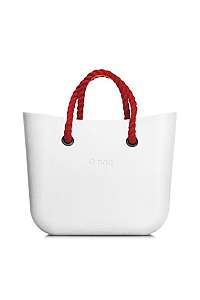 O bag kabelka MINI Bianco s červenými krátkymi povrazmi