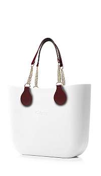 O bag kabelka MINI Bianco s krátkymi retiazkovými rúčkami Gold/Bordeaux