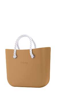 O bag  kabelka MINI Biscotto s bielymi krátkymi povrazmi