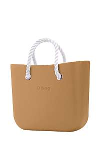 O bag kabelka MINI Biscotto s bielymi krátkymi povrazmi