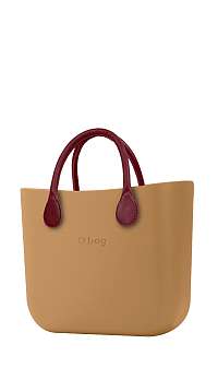 O bag kabelka MINI Biscotto s bordovými krátkymi koženkovými rúčkami