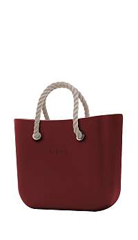 O bag kabelka MINI Bordeaux s krátkymi povrazovými rúčkami natural