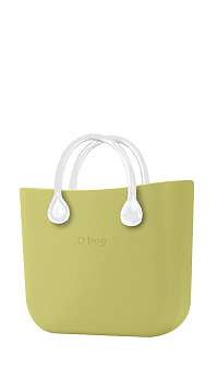 O bag kabelka MINI Celery Green s bielymi krátkymi koženkovými rúčkami