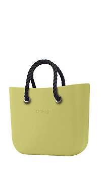 O bag kabelka MINI Celery Green s čiernymi krátkymi povrazmi