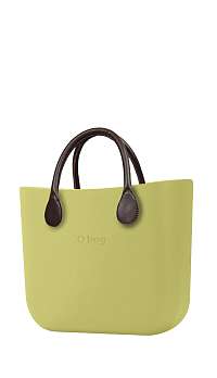 O bag kabelka MINI Celery Green s hnedými krátkymi koženkovými rúčkami