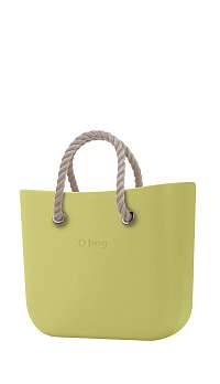 O bag kabelka MINI Celery Green s krátkymi povrazmi natural