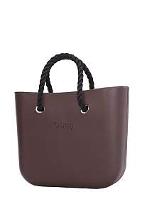 O bag kabelka MINI Chocolate s čiernymi krátkymi povrazmi