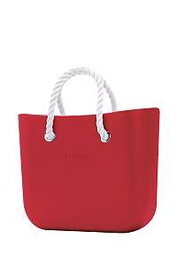 O bag  kabelka MINI Ciliegia s bielymi krátkymi povrazmi