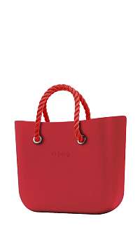 O bag kabelka MINI Ciliegia s červenými krátkymi povrazmi