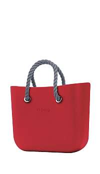O bag kabelka MINI Ciliegia so sivými krátkymi povrazovými rúčkami