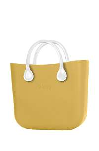 O bag kabelka MINI Curry s bielymi krátkymi koženkovými rúčkami