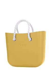 O bag kabelka MINI Curry s bielymi krátkymi povrazmi