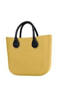 O bag kabelka MINI Curry s čiernymi krátkymi koženkovými rúčkami