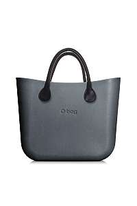 O bag kabelka MINI Grafite s čiernymi krátkymi koženkovými rúčkami