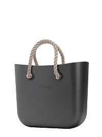 O bag  kabelka MINI Grafite s krátkymi povrazmi natural