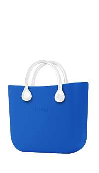 O bag kabelka MINI Imperial Blue s bielymi krátkymi koženkovými rúčkami