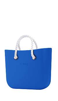 O bag kabelka Mini Imperial Blue s bielymi krátkymi povrazmi