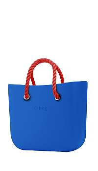O bag  kabelka Mini Imperial Blue s červenými krátkymi povrazmi
