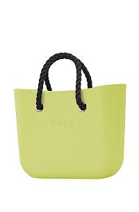 O bag kabelka MINI Lime s čiernymi krátkymi povrazmi
