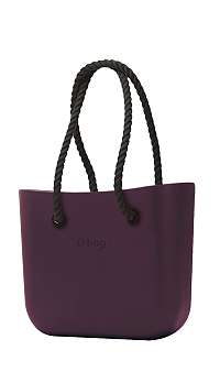 O bag kabelka MINI Melanzana s čiernymi dlhými povrazmi