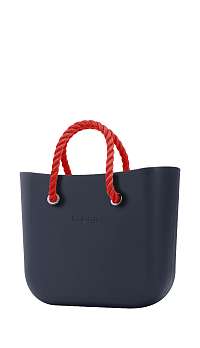 O bag kabelka MINI Navy s červenými krátkymi povrazmi