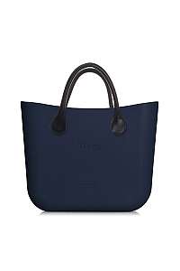 O bag kabelka MINI Navy s čiernymi krátkymi koženkovými rúčkami