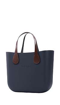 O bag kabelka MINI Navy s krátkymi koženkovými rúčkami Extra Slim Marrone