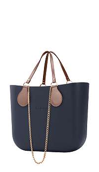 O bag kabelka MINI Navy s retiazkovými rúčkami a púdrovou koženkou