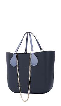 O bag kabelka MINI Navy s retiazkovými rúčkami s modrou koženkou