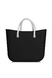 O bag kabelka MINI Nero s bielymi krátkymi povrazmi