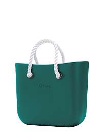 O bag kabelka MINI Petrolio s bielymi krátkymi povrazmi