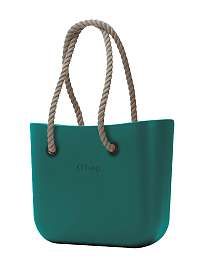 O bag kabelka MINI Petrolio s dlhými povrazmi natural