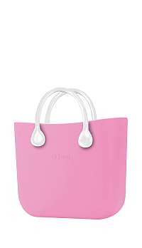 O bag kabelka MINI Pink s bielymi krátkymi koženkovými rúčkami