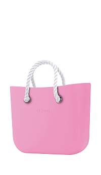 O bag kabelka MINI Pink s bielymi krátkymi povrazmi
