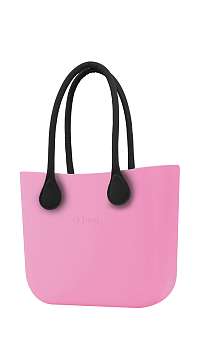 O bag kabelka MINI Pink s čiernymi dlhými koženkovými rúčkami