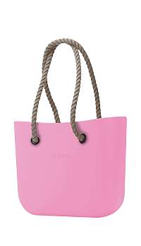 O bag kabelka MINI Pink s dlhými povrazmi natural