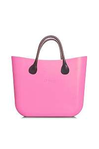 O bag kabelka MINI Pink s hnedými krátkymi koženkovými rúčkami
