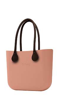 O bag kabelka MINI Rouge/Phard s hnedými dlhými koženkovými rúčkami