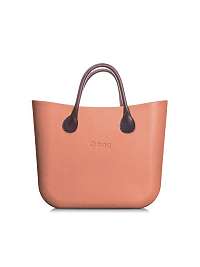 O bag kabelka MINI Rouge/Phard s hnedými krátkymi koženkovými rúčkami
