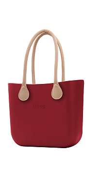 O bag  kabelka Mini Ruby Red s dlhými koženkovými rúčkami natural