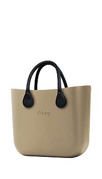 O bag kabelka MINI Sabbia s čiernymi krátkymi koženkovými rúčkami