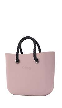 O bag kabelka MINI Smoke Pink s čiernymi krátkymi povrazmi