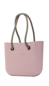 O bag kabelka MINI Smoke Pink s dlhými povrazmi natural