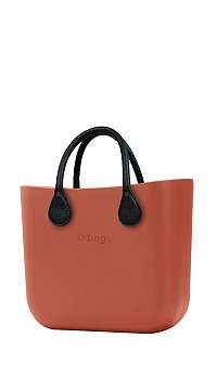 O bag kabelka MINI Terracotta s čiernymi krátkymi koženkovými rúčkami